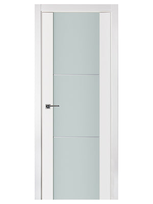 Nova Triplex 004 Soft White Laminated Modern Pre-Hung Door - Doors and Beyond