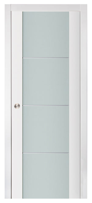 Nova Triplex 006 Soft White Laminated Modern Pocket Door - Doors and Beyond