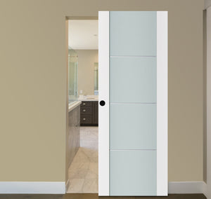 Nova Triplex 006 Soft White Laminated Modern Magic Door - Doors and Beyond