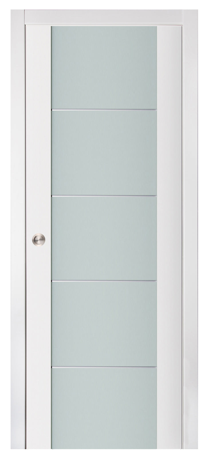Nova Triplex 007 Soft White Laminated Modern Pocket Door - Doors and Beyond