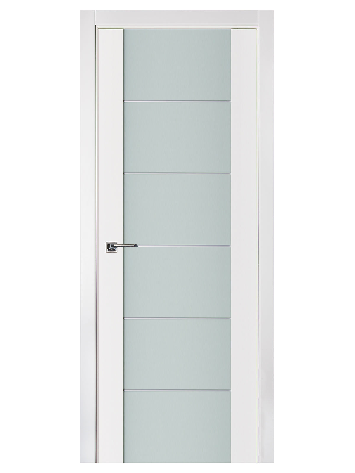 Nova Triplex 008 Soft White Laminated Modern Pre-Hung Door - Doors and Beyond