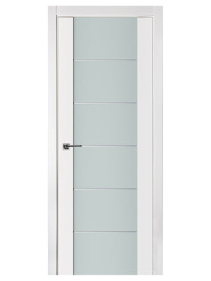 Nova Triplex 008 Soft White Laminated Modern Pre-Hung Door - Doors and Beyond