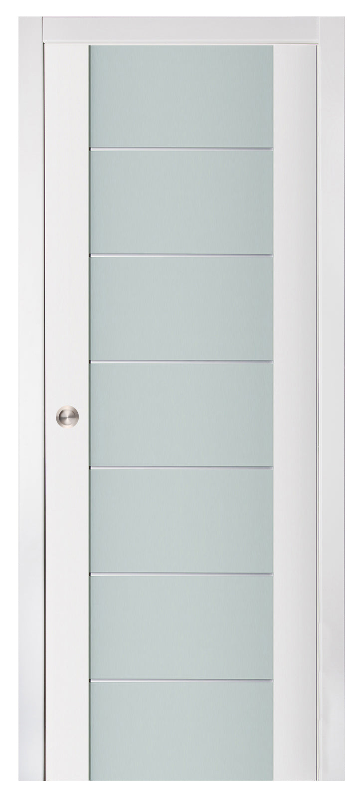 Nova Triplex 009 Soft White Laminated Modern Pocket Door - Doors and Beyond