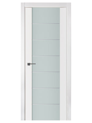 Nova Triplex 009 Soft White Laminated Modern Pre-Hung Door - Doors and Beyond