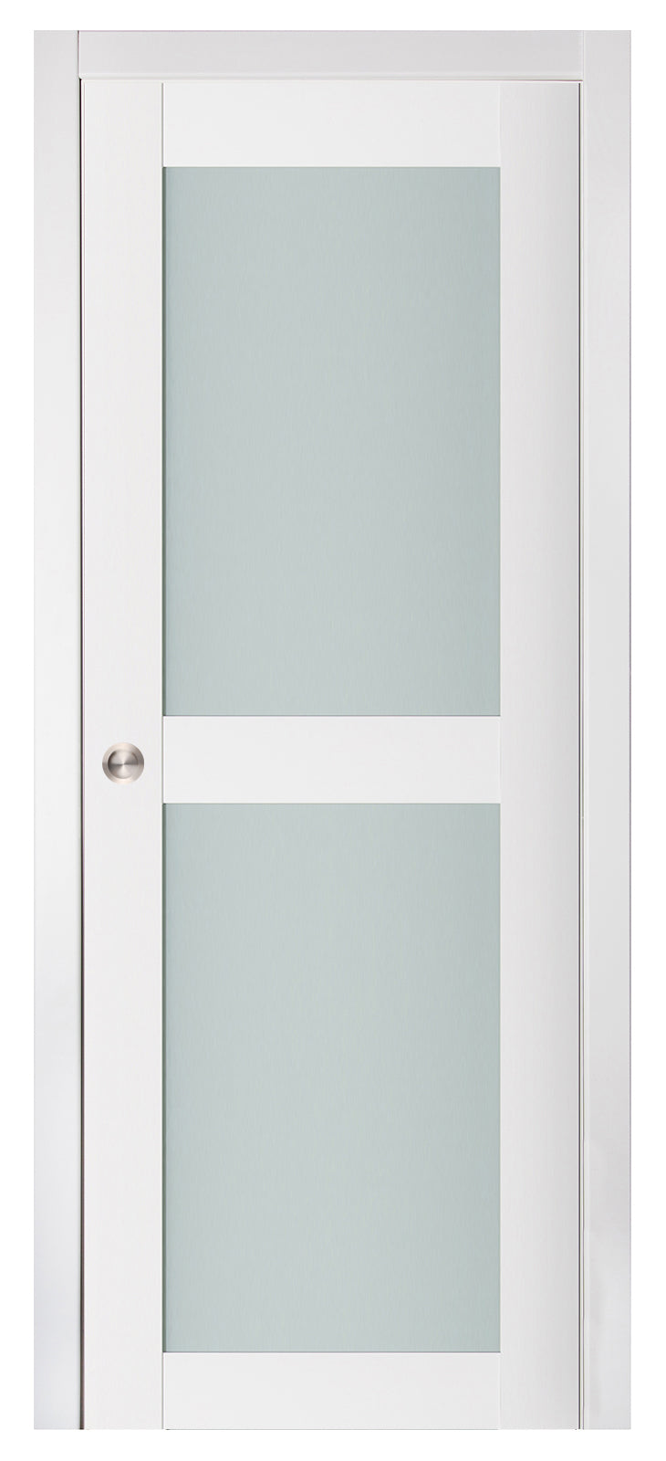 Nova Triplex 020 Soft White Laminated Modern Pocket Door - Doors and Beyond