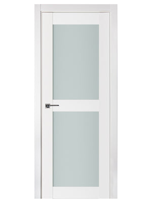 Nova Triplex 020 Soft White Laminated Modern Pre-Hung Door - Doors and Beyond