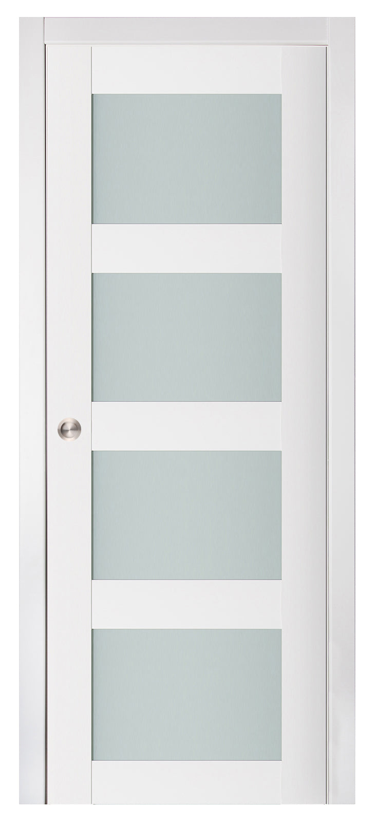 Nova Triplex 021 Soft White Laminated Modern Pocket Door - Doors and Beyond