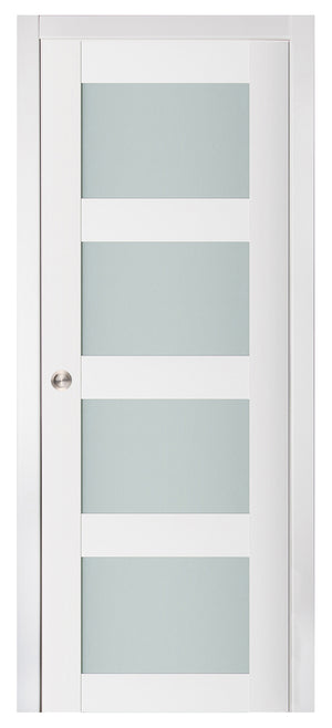 Nova Triplex 021 Soft White Laminated Modern Pocket Door - Doors and Beyond