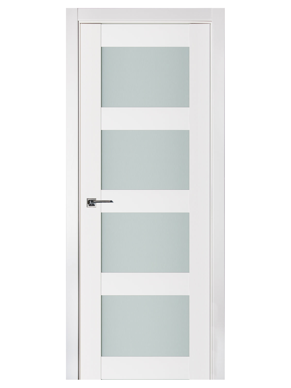 Nova Triplex 021 Soft White Laminated Modern Pre-Hung Door - Doors and Beyond