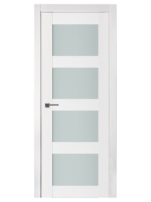 Nova Triplex 021 Soft White Laminated Modern Pre-Hung Door - Doors and Beyond