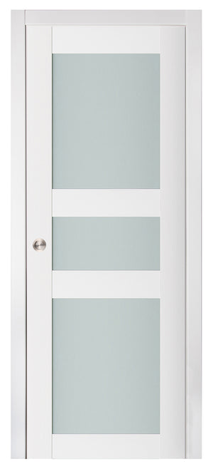 Nova Triplex 029 Soft White Laminated Modern Pocket Door - Doors and Beyond