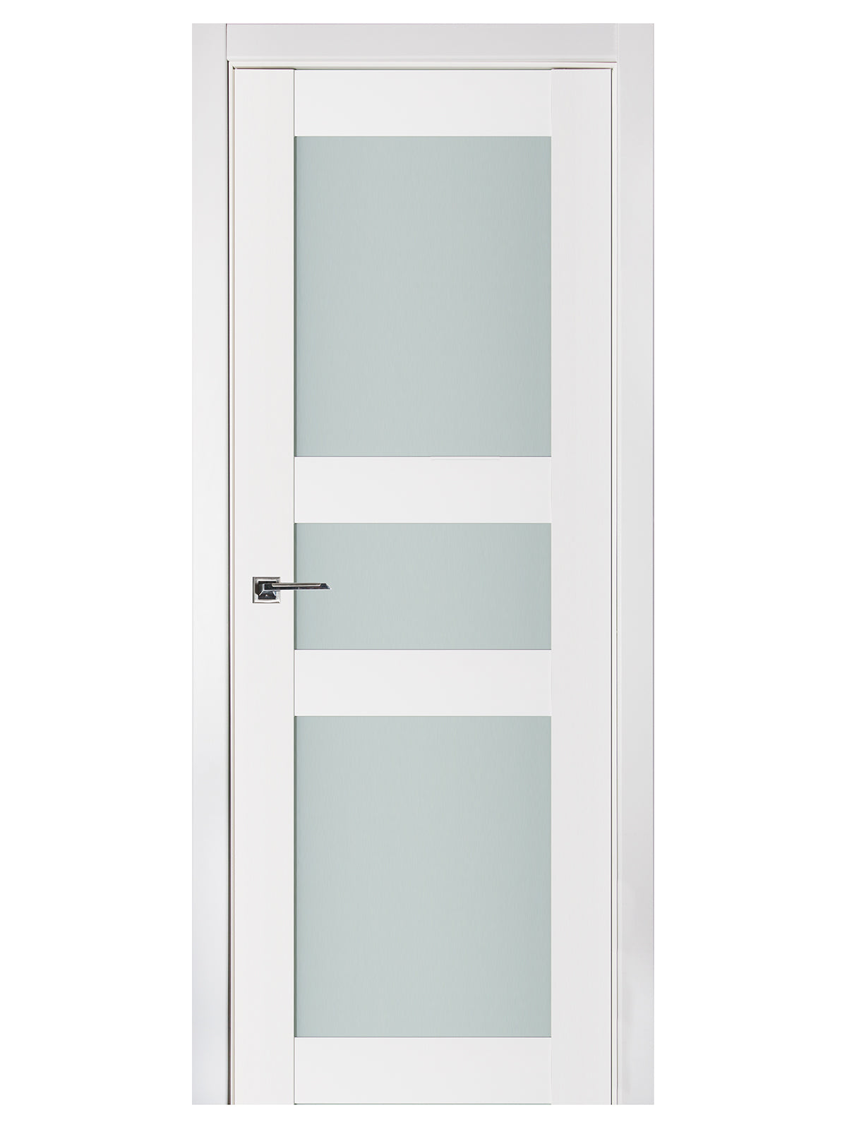 Nova Triplex 029 Soft White Laminated Modern Pre-Hung Door - Doors and Beyond