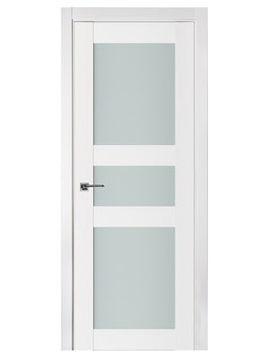 Nova Triplex 029 Soft White Laminated Modern Pre-Hung Door - Doors and Beyond