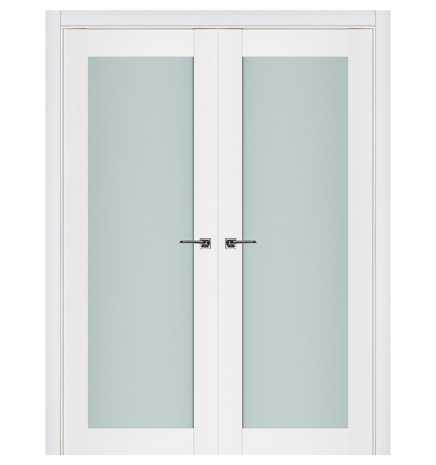 Nova Triplex 054 Soft White Laminated Modern Double Pre-Hung Door
