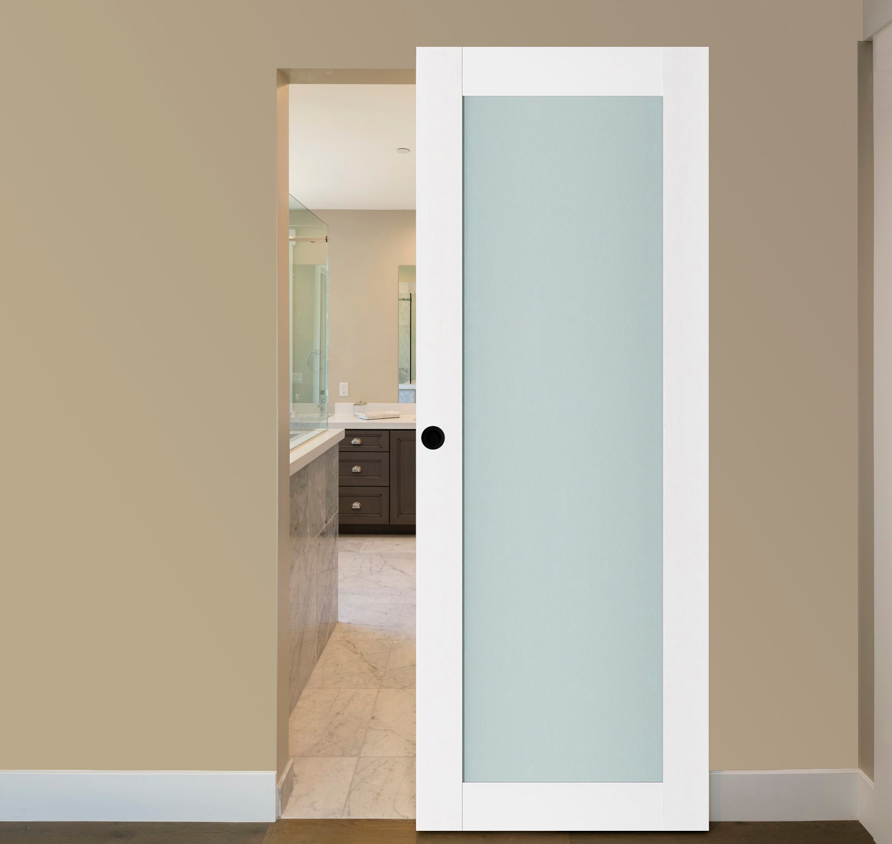 Nova Triplex 054 Soft White Laminated Modern Magic Door
