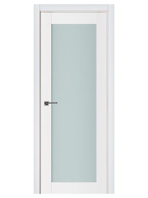 Nova Triplex 054 Soft White Laminated Modern Pre-Hung Door - Doors and Beyond