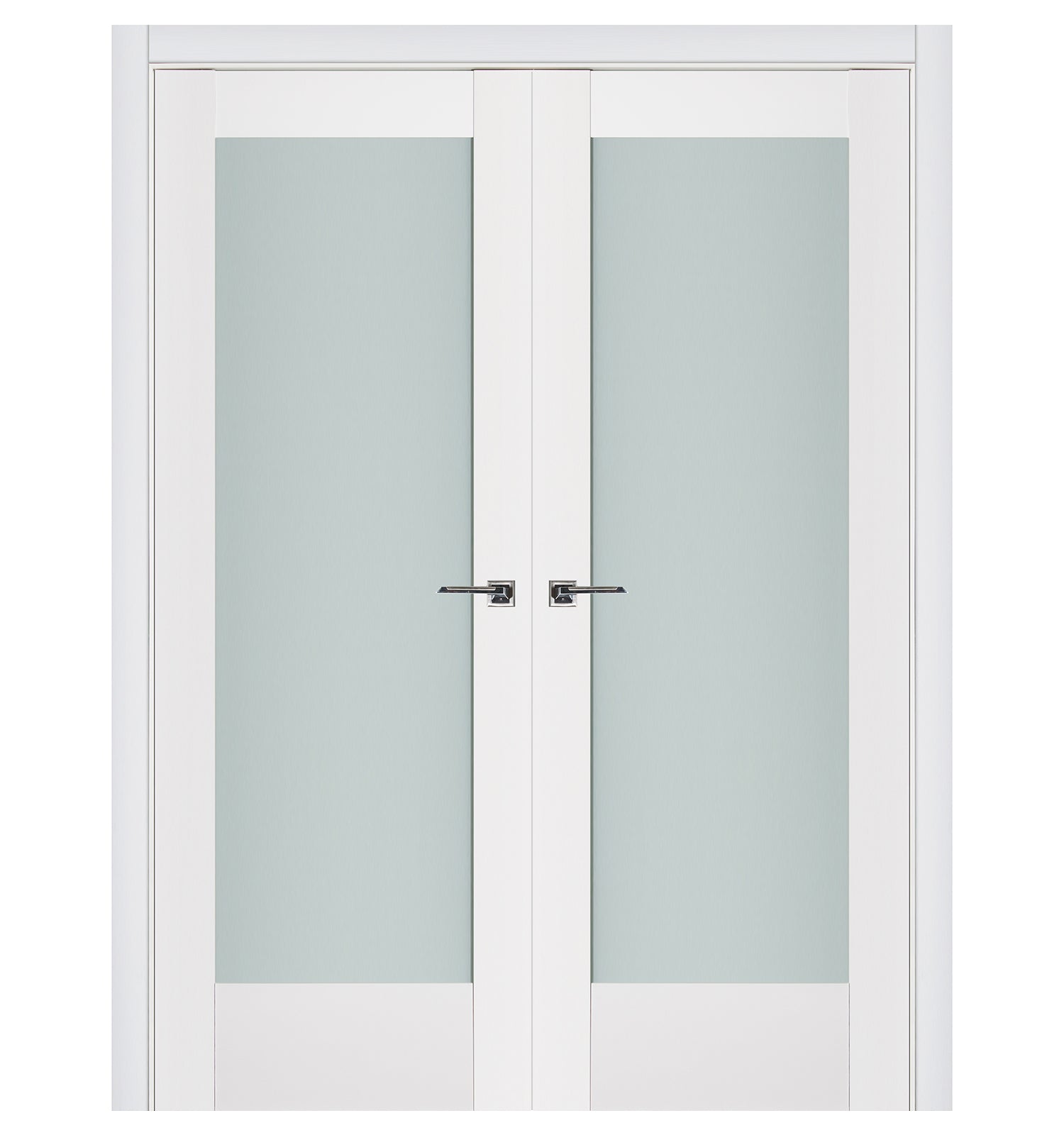 Nova Triplex 056 Soft White Laminated Modern Double Pre-Hung Door