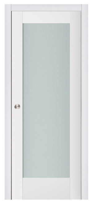 Nova Triplex 056 Soft White Laminated Modern Pocket Door - Doors and Beyond