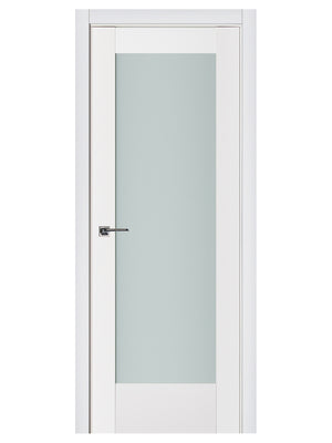 Nova Triplex 056 Soft White Laminated Modern Pre-Hung Door - Doors and Beyond
