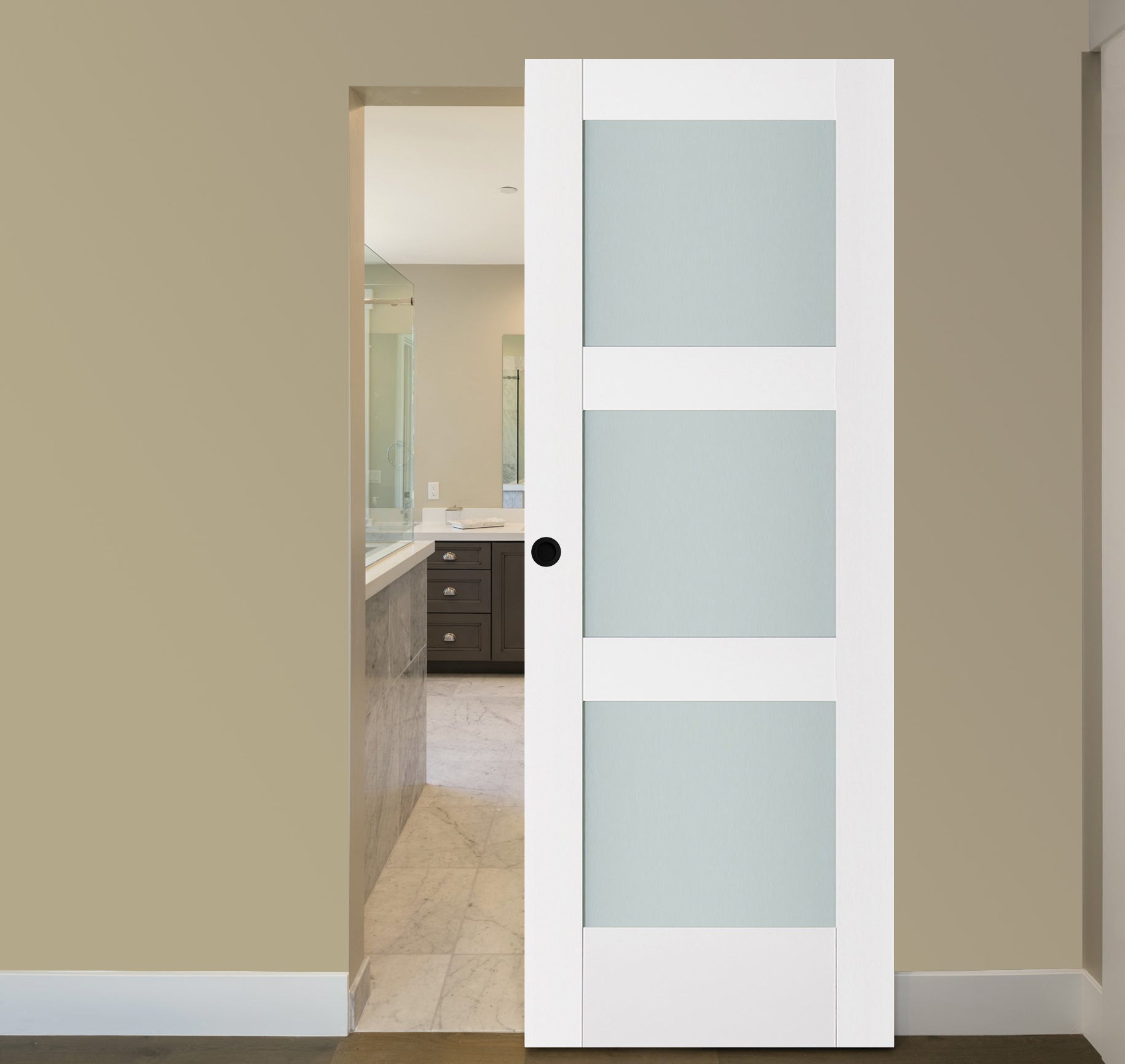 Nova Triplex 058 Soft White Laminated Modern Magic Door