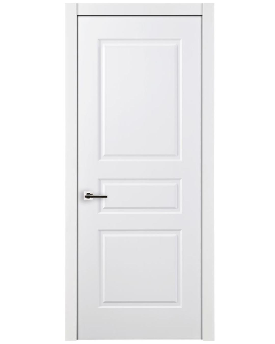 Nova 3 Panel Soft White Laminated Modern Pre-Hung Door - Doors and Beyond