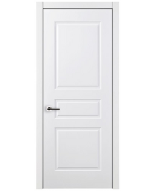 Nova 3 Panel Soft White Laminated Modern Pre-Hung Door - Doors and Beyond