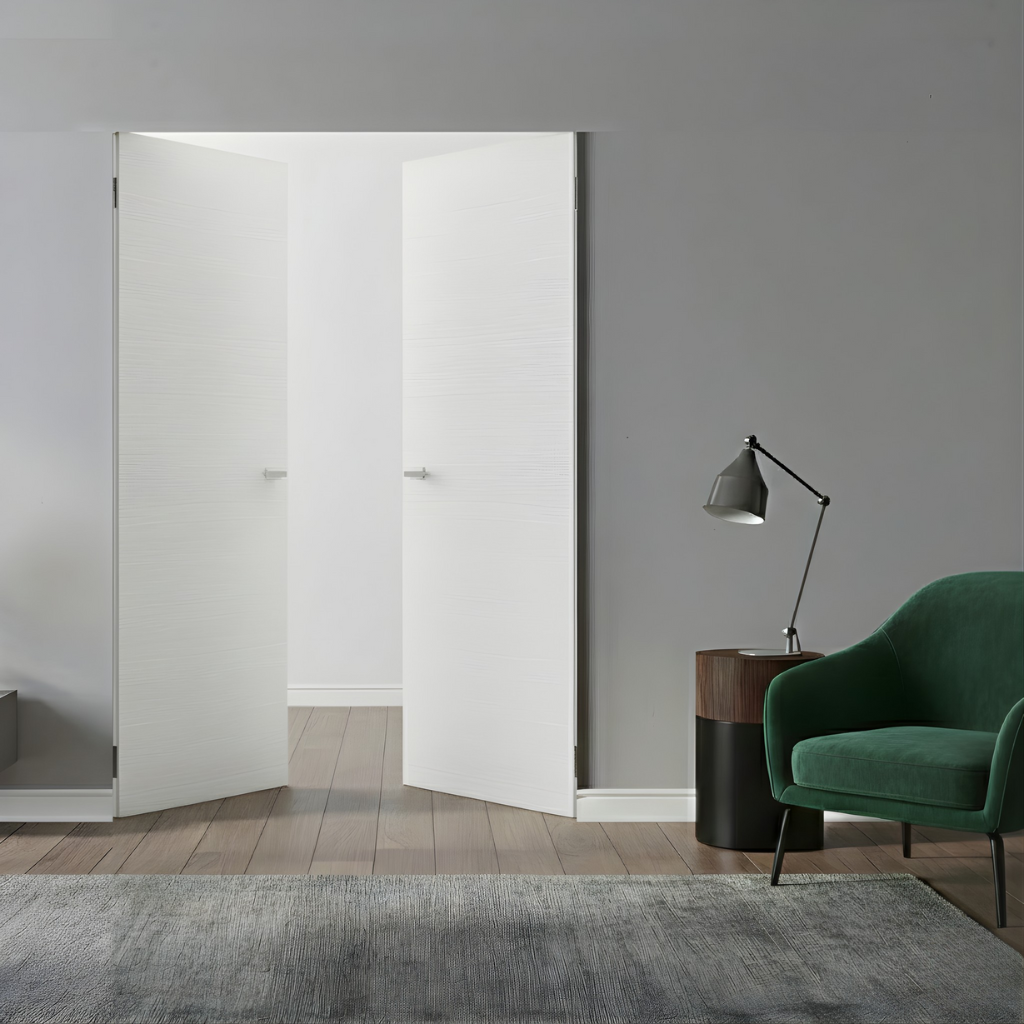 Braga Flush Bianco Matrix CPL Frameless Modern Double Door - Doors and Beyond