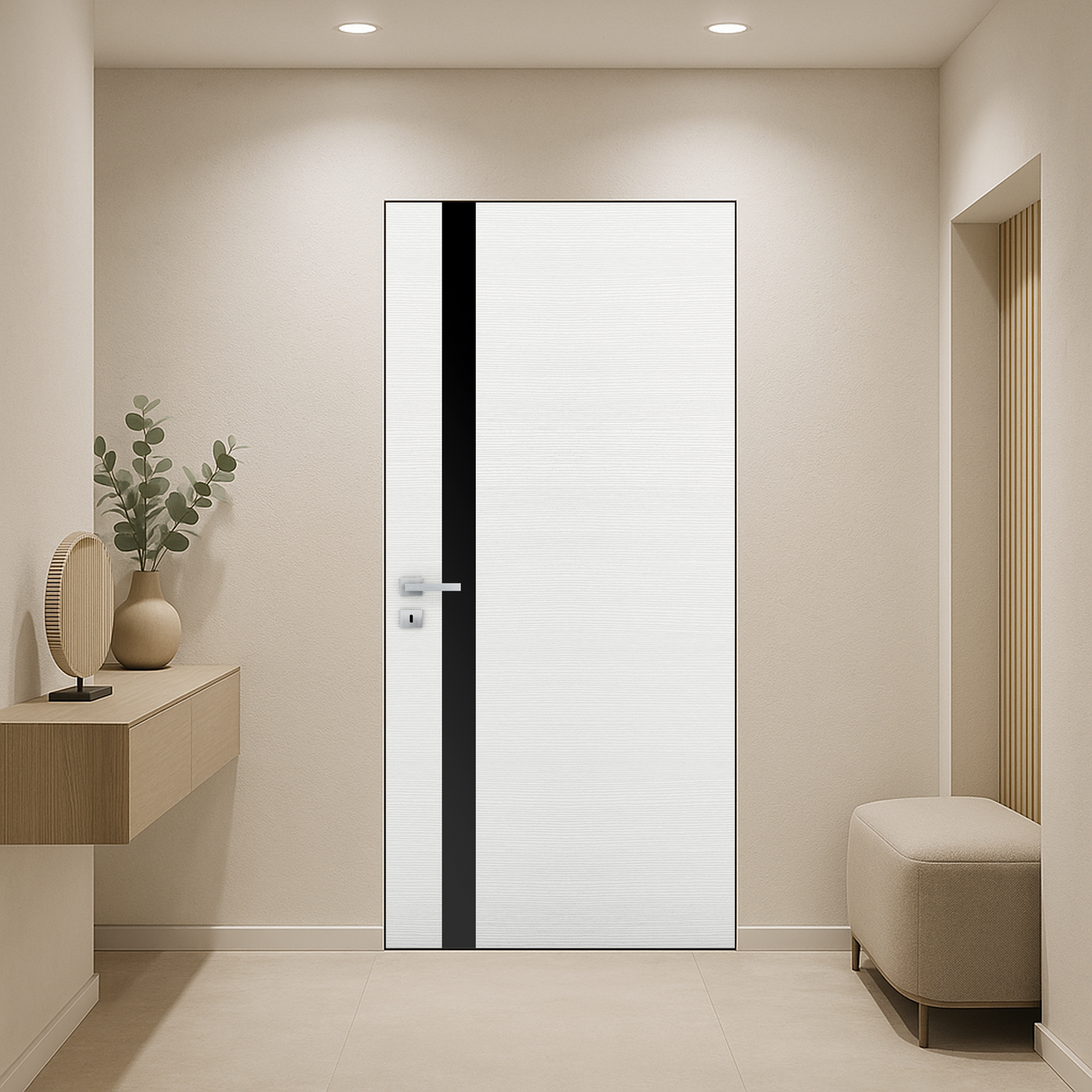 Braga 1G Bianco Matrix CPL Frameless Modern Door - Doors and Beyond