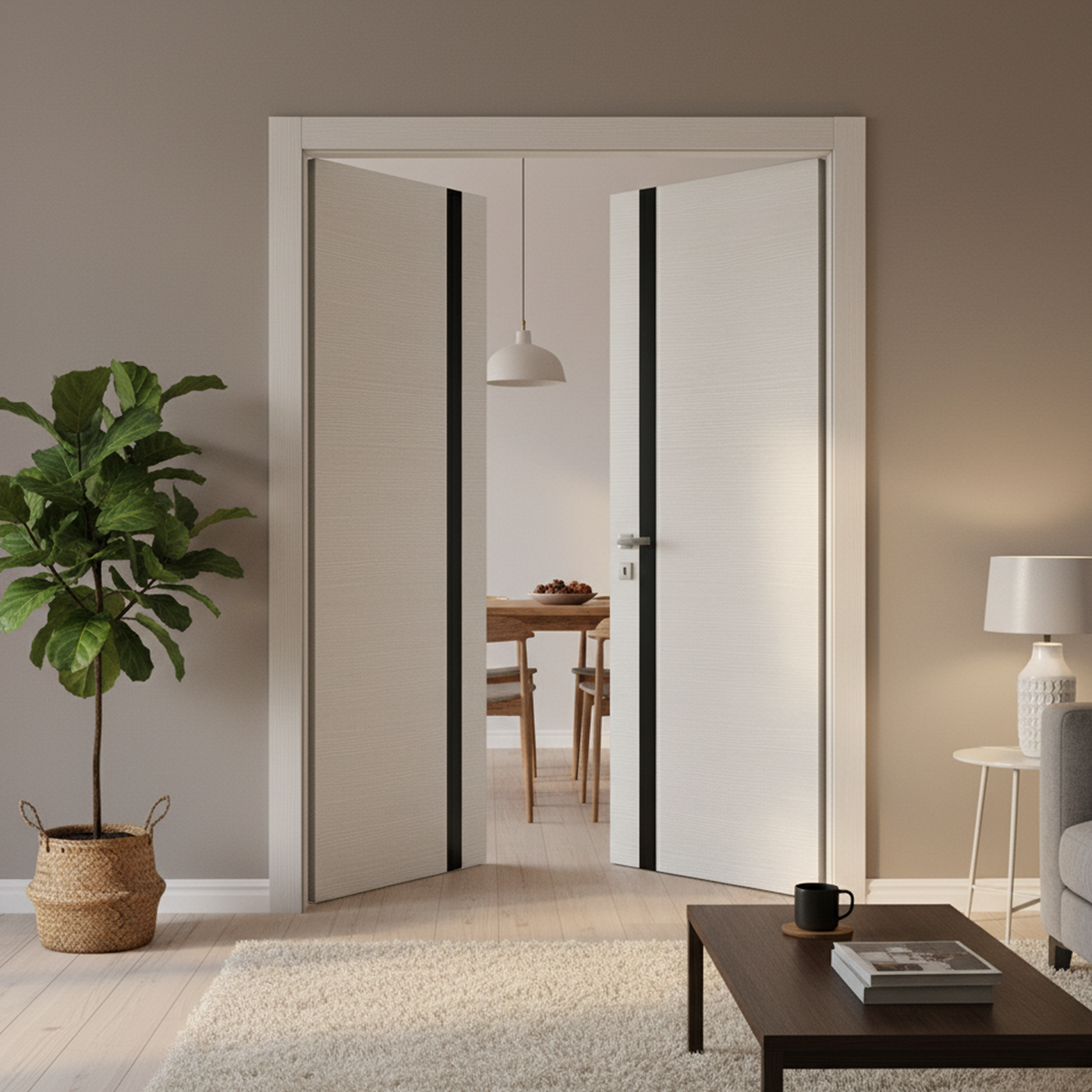 Nova 1G Braga Bianco Matrix CPL Modern Double Pre-Hung Door - Doors and Beyond