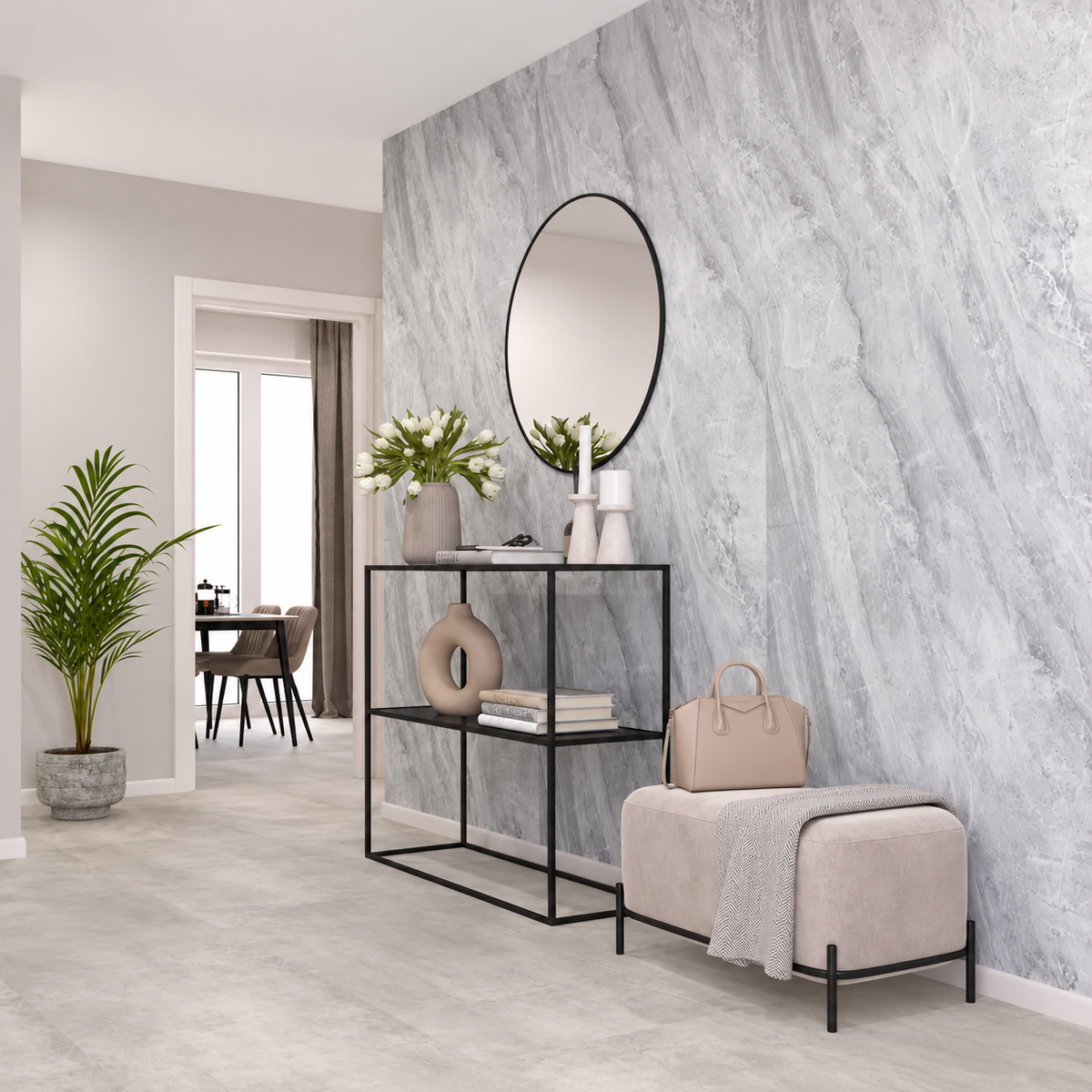 VILO Wall SPC Smoky ash embossed matt 47 1/4" x 104 5/16" - Doors and Beyond