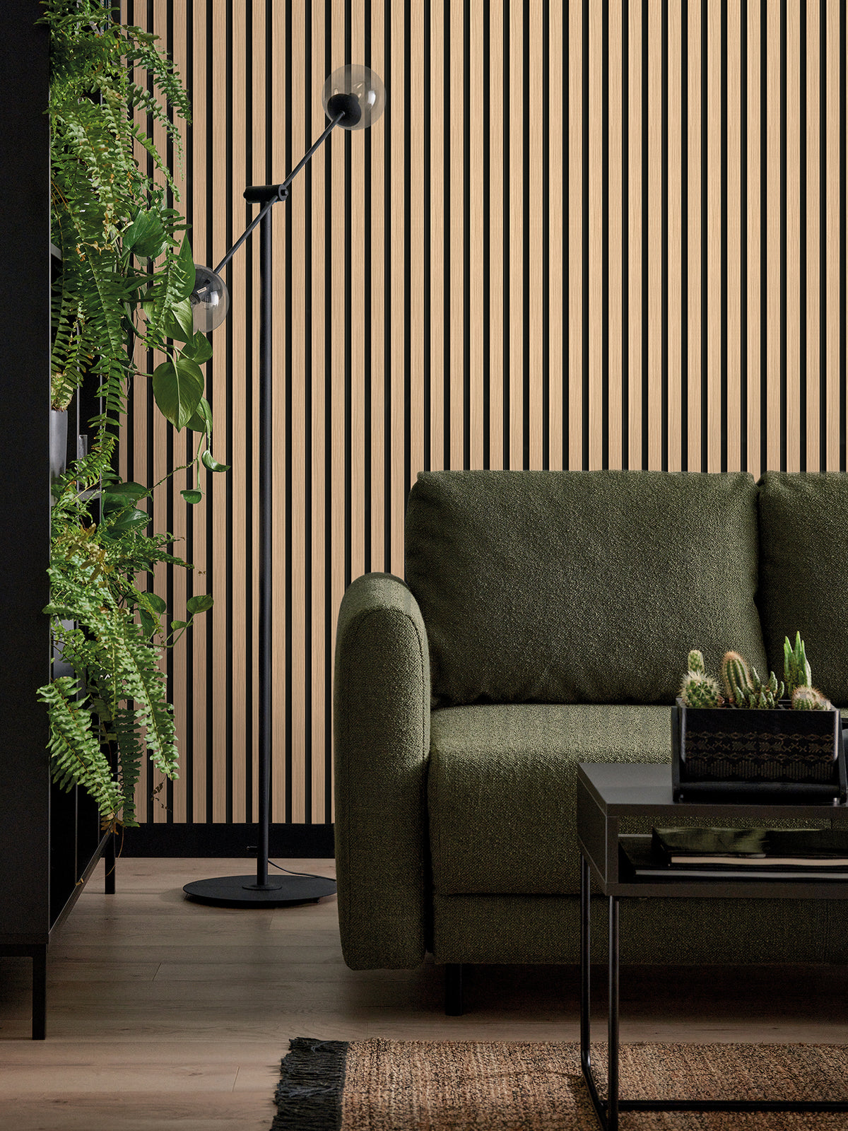 VOX Linerio M-Line Natural with Black Slat Panel 104 5/16" 4 13/16" x 3/8" - Doors and Beyond