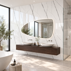 VILO Wall SPC Calacatta white full gloss 47 1/4" x 104 5/16" - Doors and Beyond