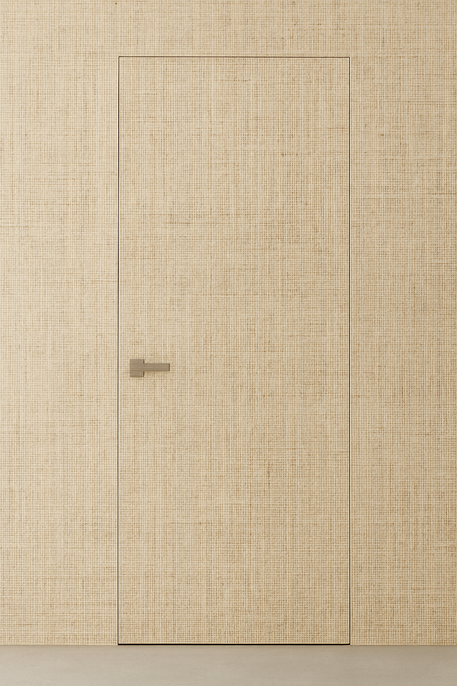 Primed Solid Frameless Door Example For Painting Woven Wallpaper - Doors and Beyond