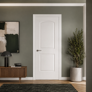 Nova 2 Panel Arch Soft White Laminated Modern Pre-Hung Door - Doors and Beyond