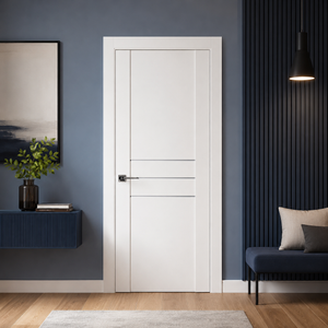 Nova Stile 005 Soft White Laminated Modern Pre-Hung Door - Doors and Beyond