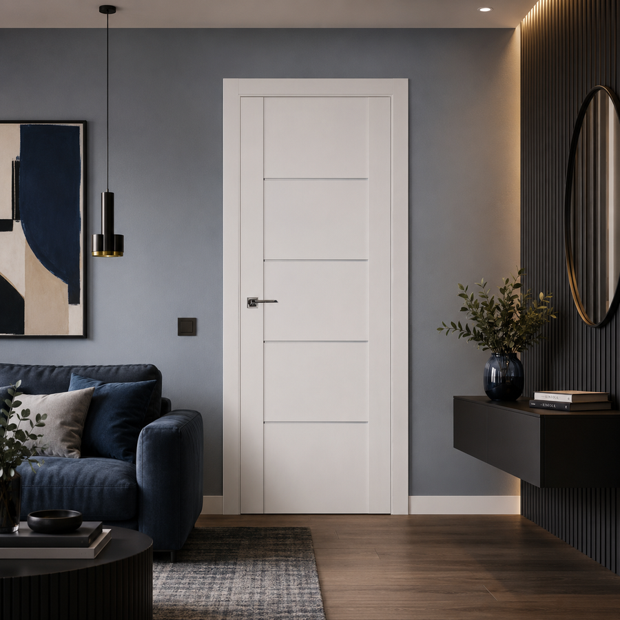 Nova Stile 007 Soft White Laminated Modern Pre-Hung Door - Doors and Beyond