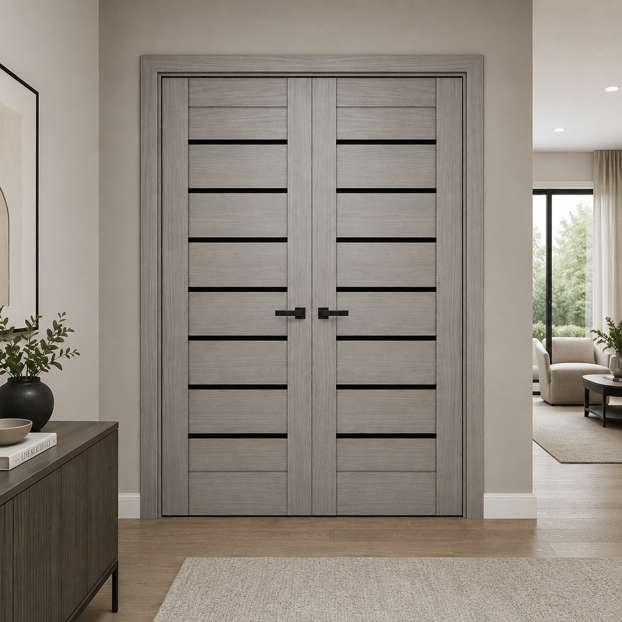 Nova Domino 01 Wenge Modern Laminated Modern Double Pre-hung Door