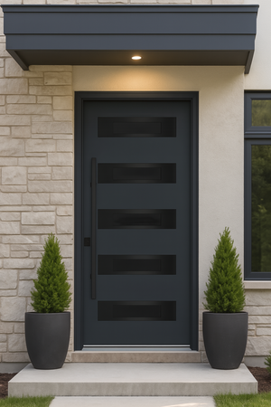 Nova Inox S5 Modern Exterior Single Door 36x80 Black Stainless Steel - Gray - Doors and Beyond