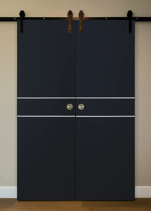 Nova Glam Pro 008 Soft Black Laminated Modern Double Barn Door - Doors and Beyond