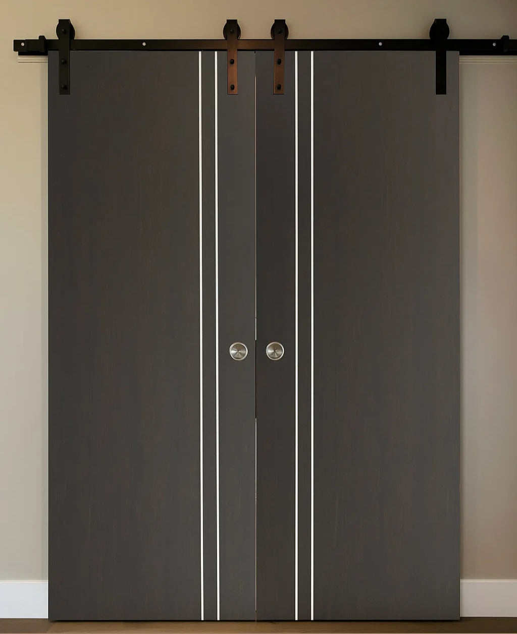 Nova HG002 Japan Oak Laminated Modern Double Barn Door - Doors and Beyond