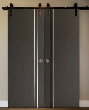 Nova HG002 Japan Oak Laminated Modern Double Barn Door - Doors and Beyond