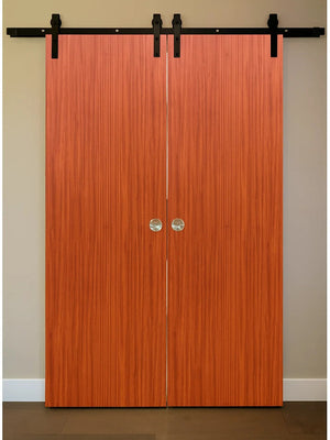 Nova M34 Sapele Laminated Modern Double Barn Door - Doors and Beyond