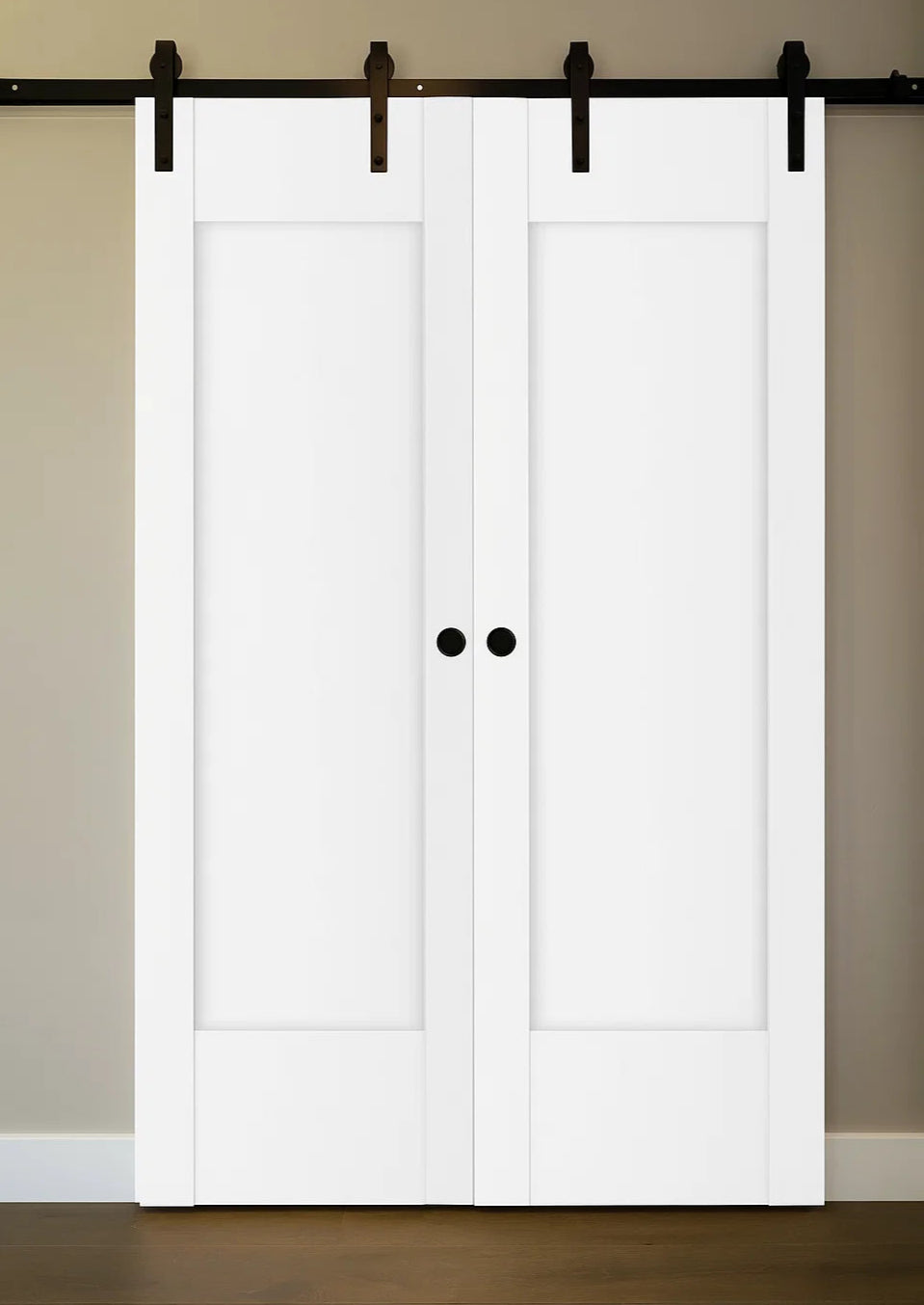 Nova Stile 012 Soft White Laminated Modern Double Barn Door - Doors and Beyond