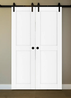 Nova Stile 020 Soft White Laminated Modern Double Barn Door - Doors and Beyond