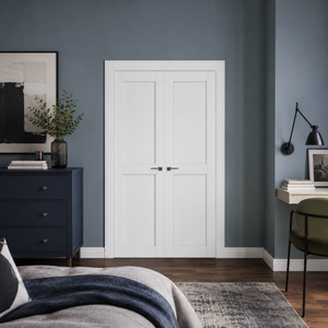 Nova Stile 020 Soft White Laminated Modern Double Pre-Hung Door - Doors and Beyond