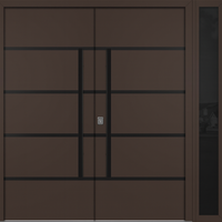 Nova Inox S3 Modern Exterior Double Door W/ (1) 12" Sidelight - Unit 86x81 3/8 - Black Stainless - Brown - Doors and Beyond