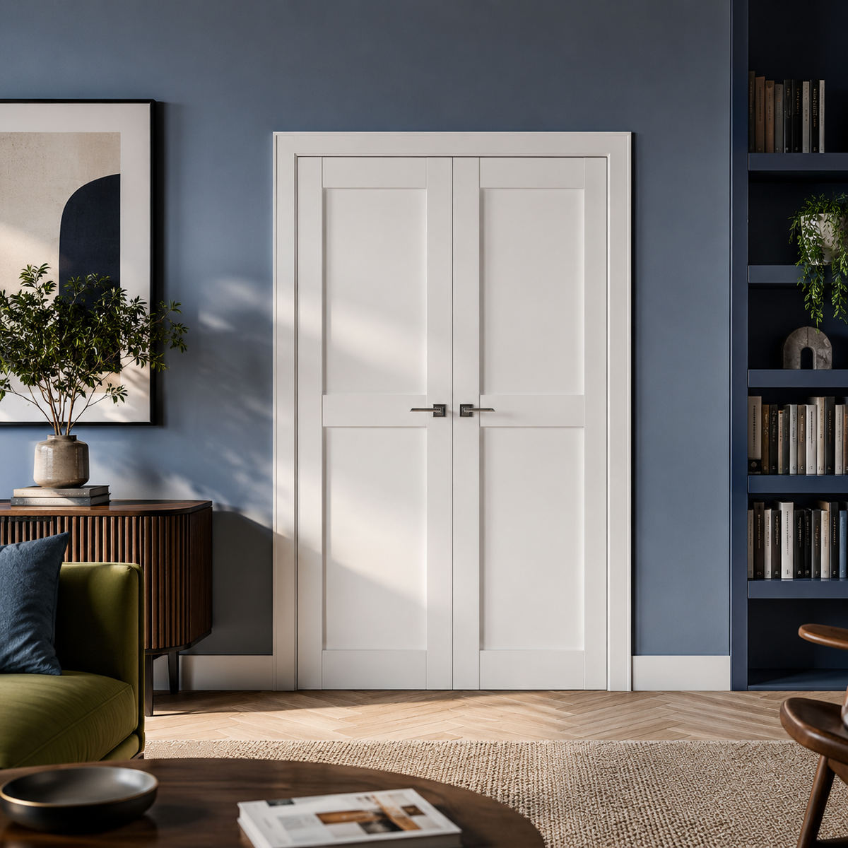 Nova Stile 024 Soft White Laminated Modern Double Pre-Hung Door - Doors and Beyond