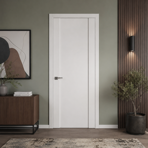 Nova Stile 001 Soft White Laminated Modern Pre-Hung Door - Doors and Beyond