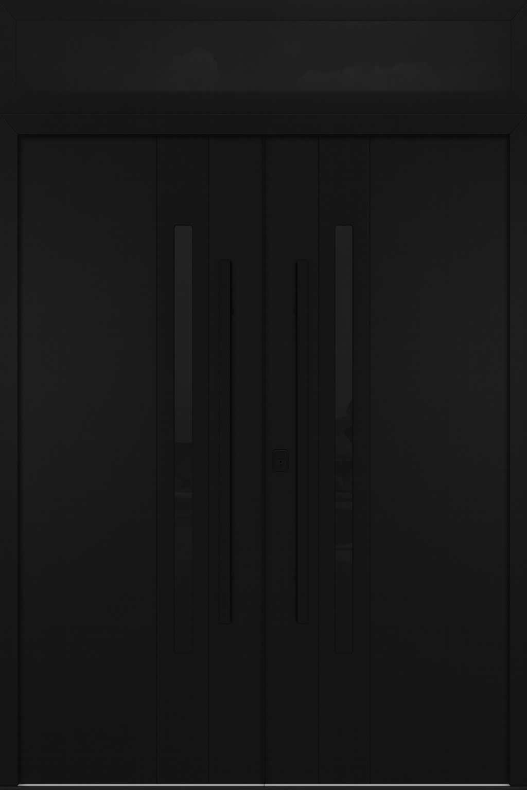 Nova Inox S2 Modern Exterior Double Door 72x80 with Transom - Unit 74x95 1/2 Black Stainless Steel - Black - Doors and Beyond