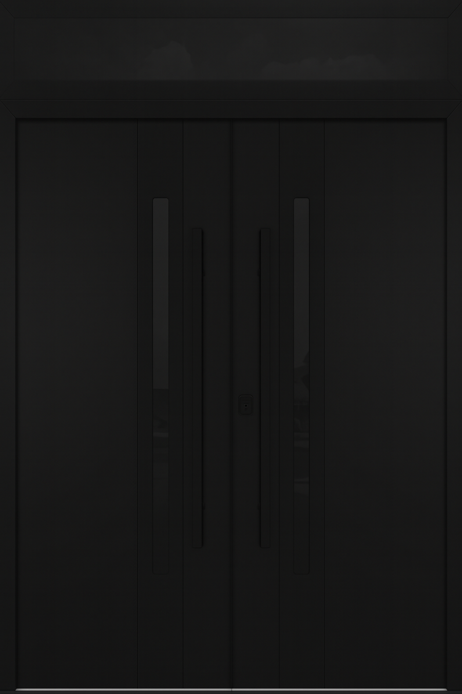 Nova Inox S2 Modern Exterior Double Door 72x80 with Transom - Unit 74x95 1/2 Black Stainless Steel - Black - Doors and Beyond